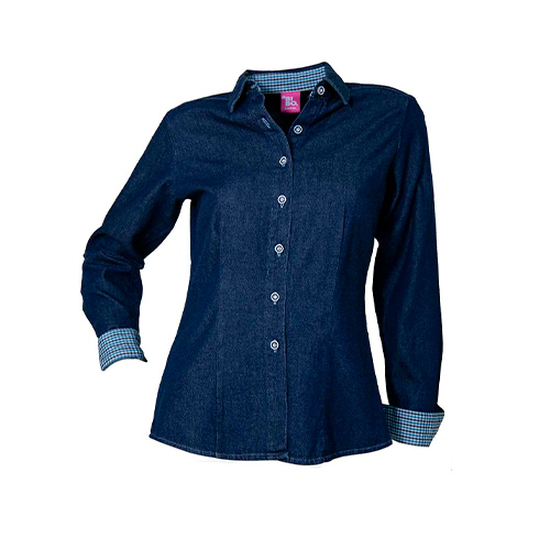 CAMISA BBO DE MEZCLILLA ELITE DAMA MANGA LARGA - Artículos Promocionales MAS RECIO